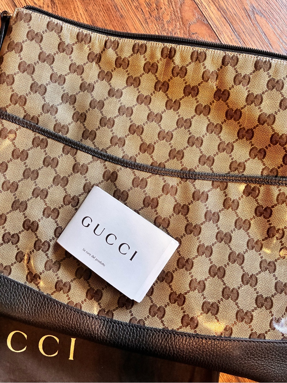 Gucci Tan and Brown Monogram Shoulder Bag